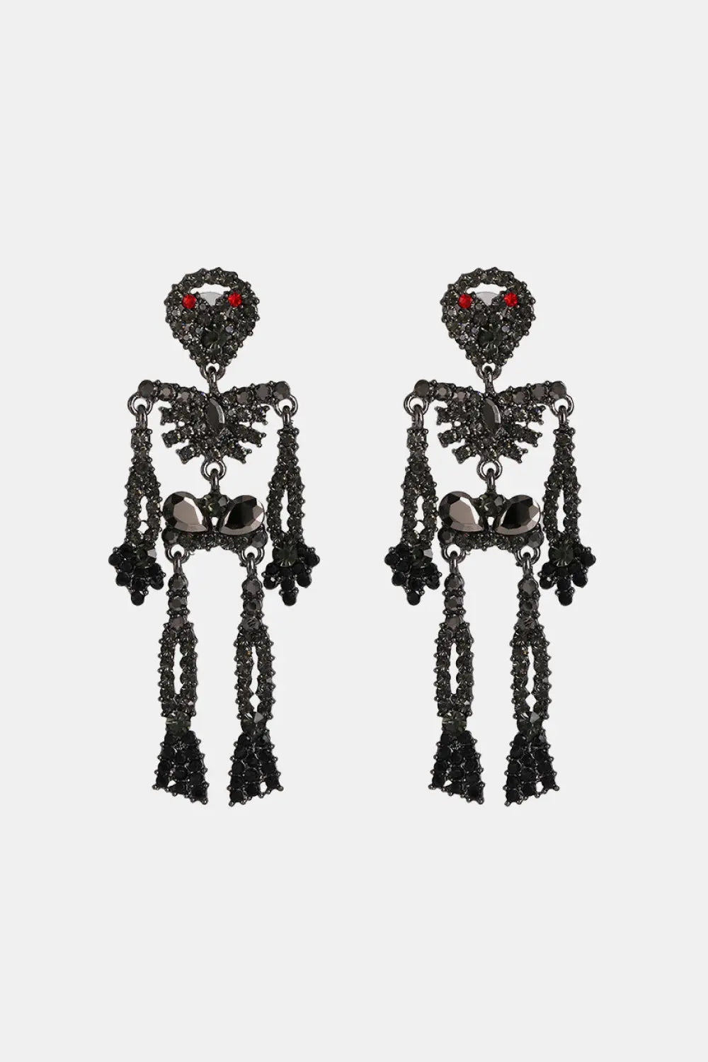 Skeleton Shape Glass Stone Dangle Earrings - FloofChonk