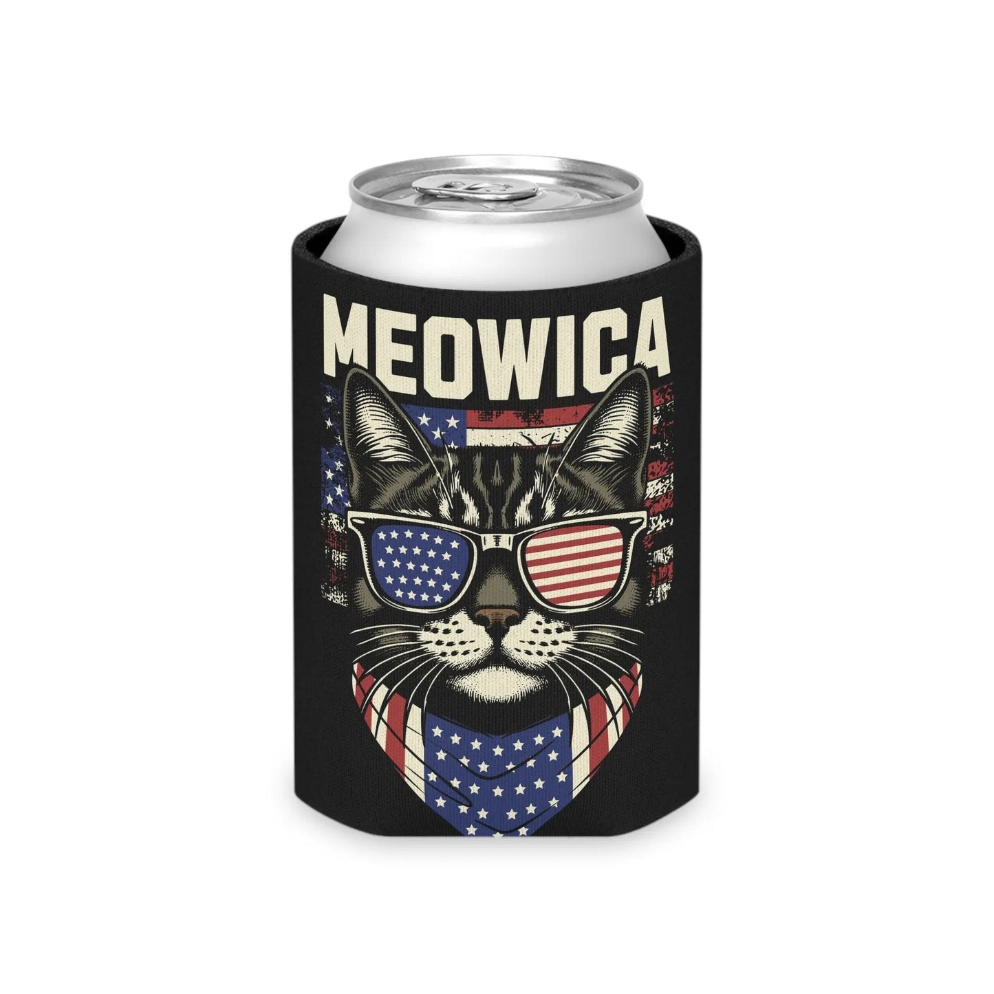 Can Cooler Meowica Cat Graphic - FloofChonk