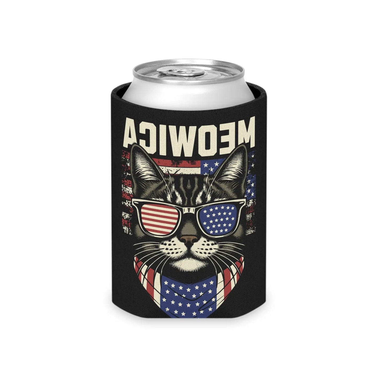 Can Cooler Meowica Cat Graphic - FloofChonk