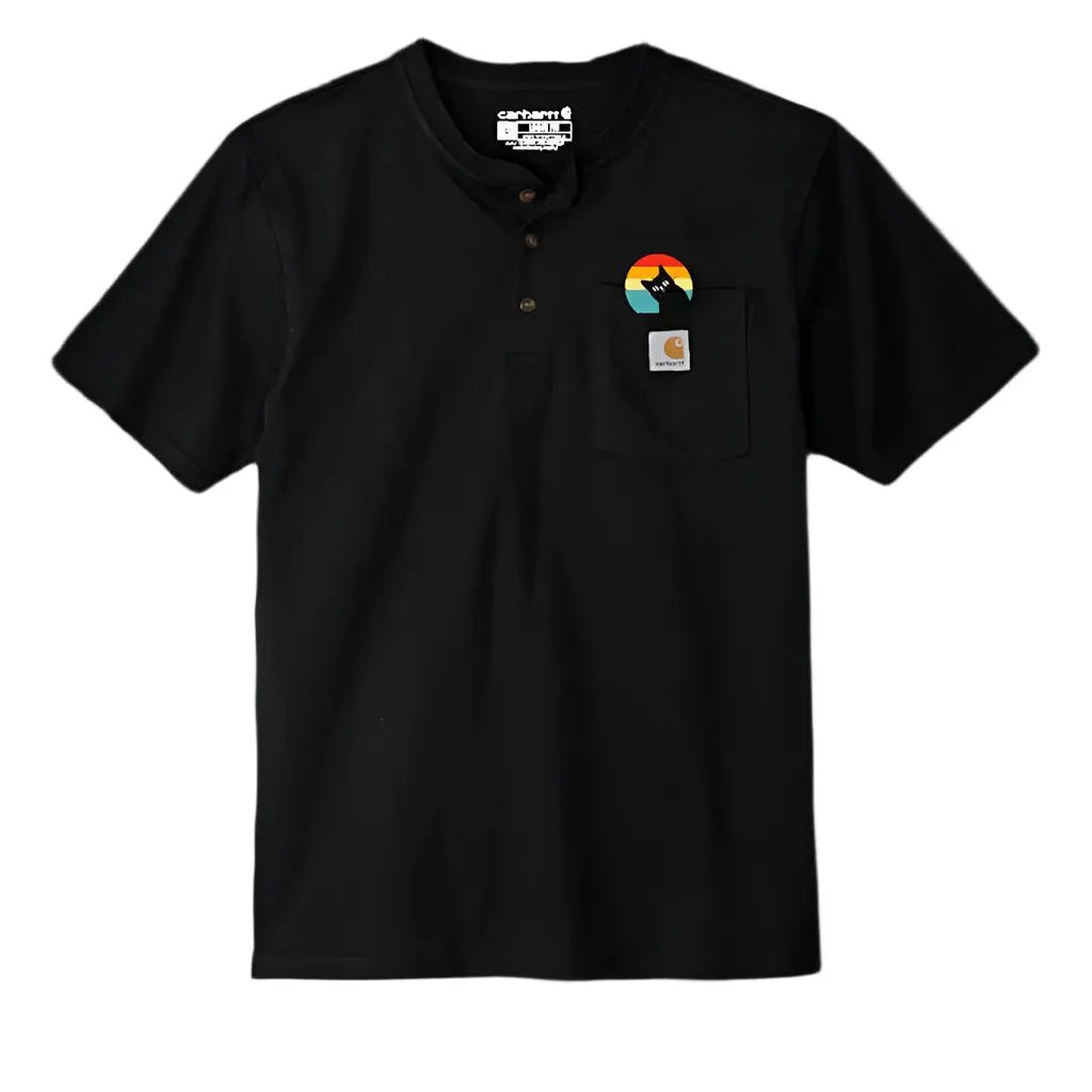 Carhartt® Short Sleeve Henley T-Shirt With Peeking Cat - FloofChonk