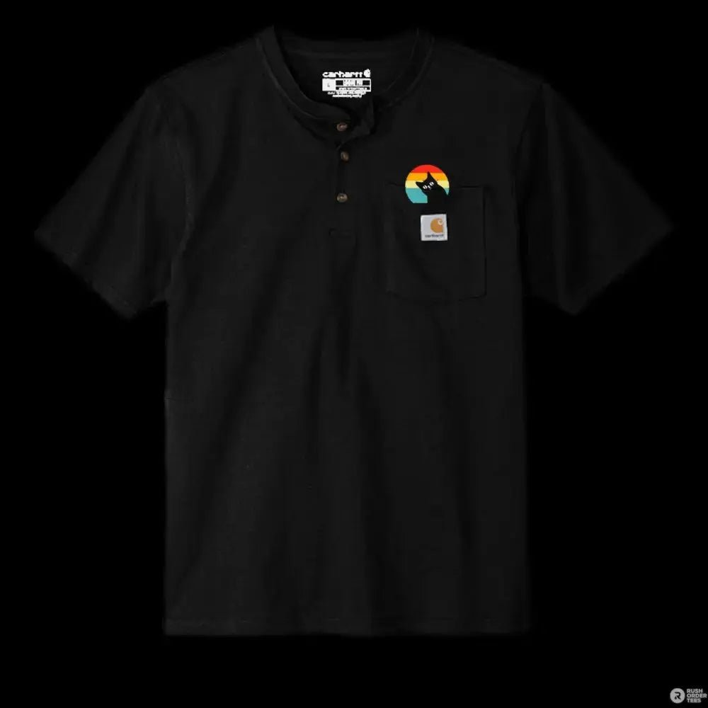 Carhartt® Short Sleeve Henley T-Shirt With Peeking Cat - FloofChonk