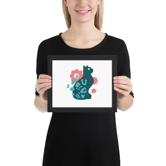 Cat and Flowers Framed poster - FloofChonk