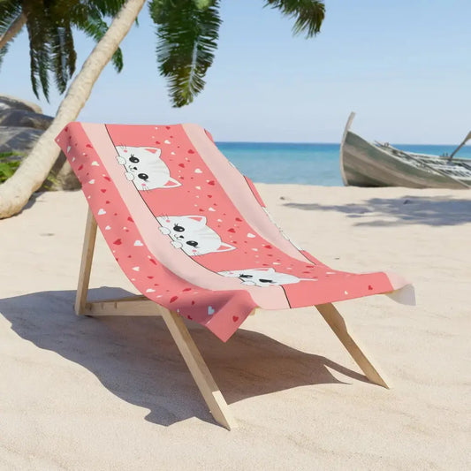 Cat Beach Towel - 30’’ × 60’’ - Home Decor