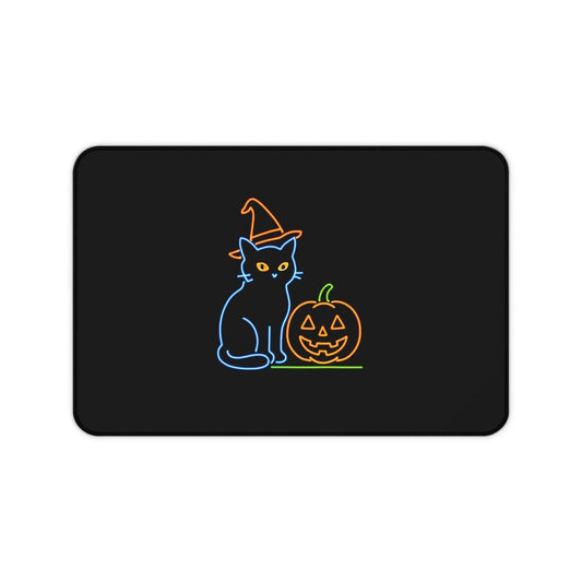Cat Desk Mat, Cute Halloween Cat Decor, Office Desk Accessories, Fall Home Decor, Halloween Gifts for Cat Lovers, Cat Mouse Pad, Cat Office - FloofChonk