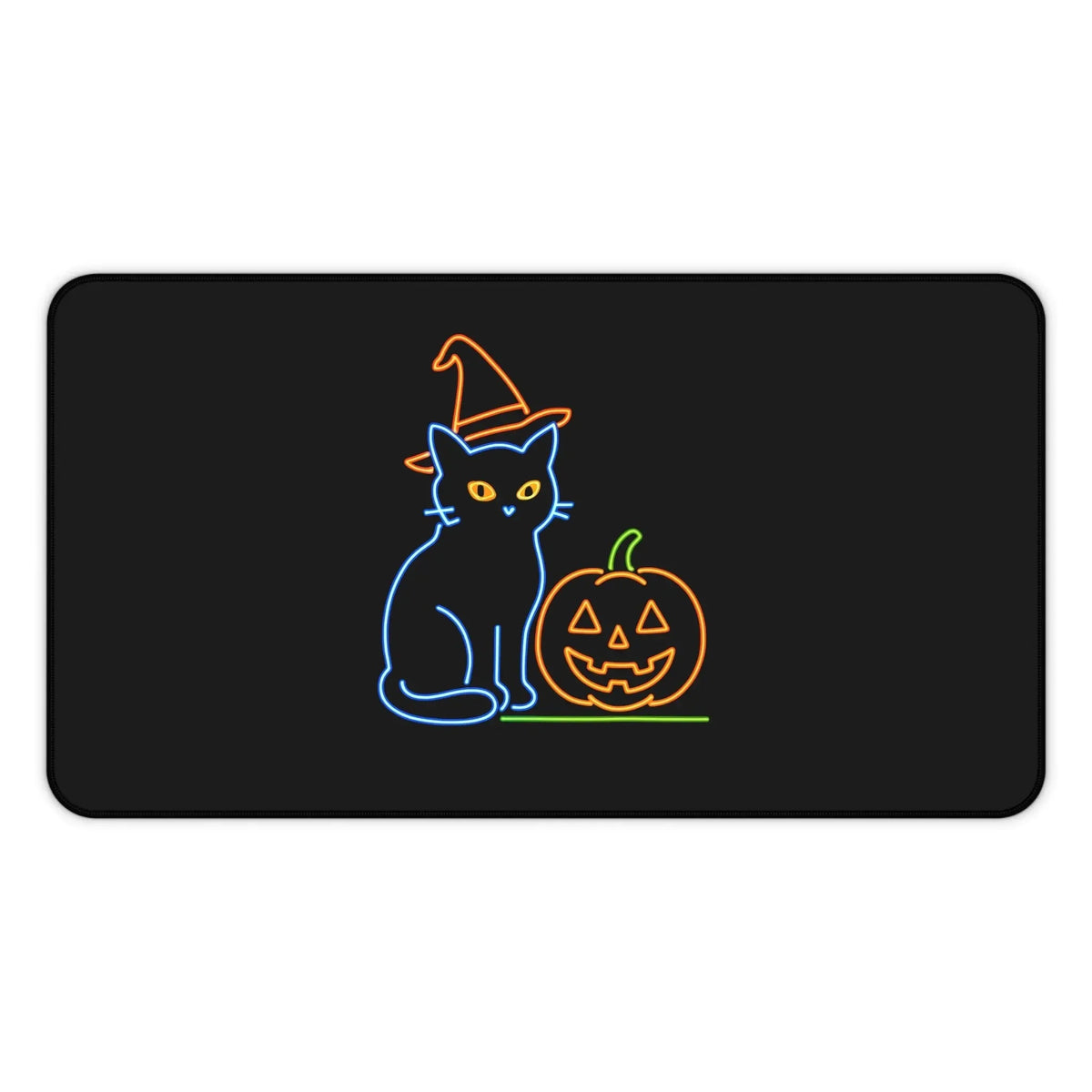 Cat Desk Mat, Cute Halloween Cat Decor, Office Desk Accessories, Fall Home Decor, Halloween Gifts for Cat Lovers, Cat Mouse Pad, Cat Office - FloofChonk