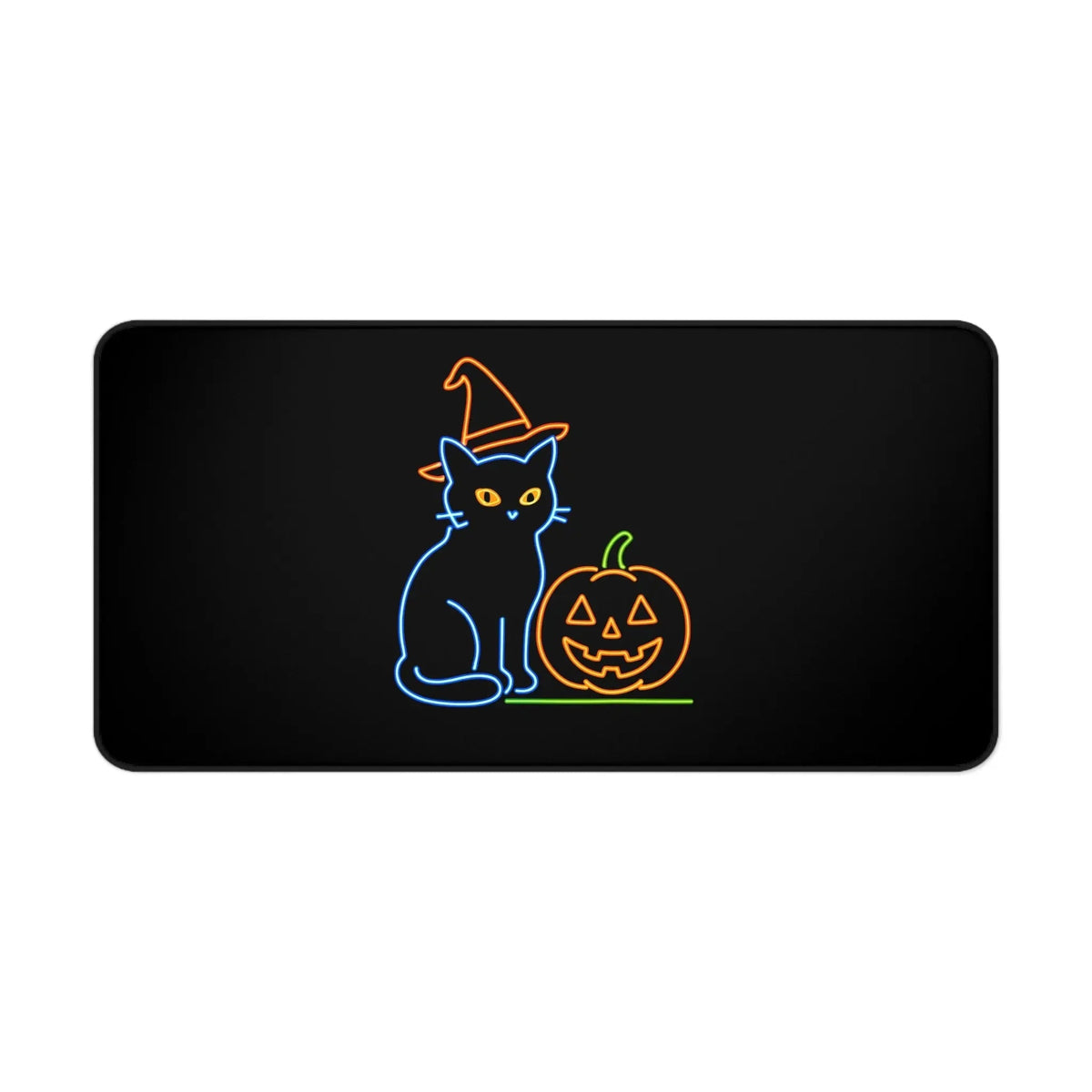 Cat Desk Mat, Cute Halloween Cat Decor, Office Desk Accessories, Fall Home Decor, Halloween Gifts for Cat Lovers, Cat Mouse Pad, Cat Office - FloofChonk