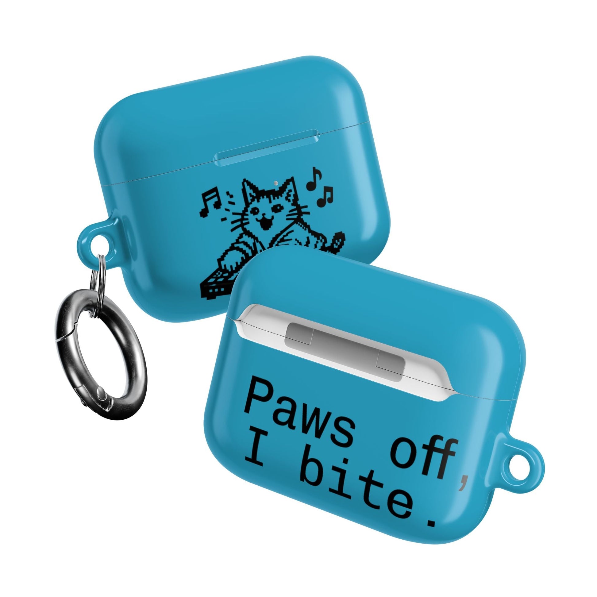 Cat DJ AirPod Case — "Paws Off, I Bite" Cute Cat AirPods Case - FloofChonk