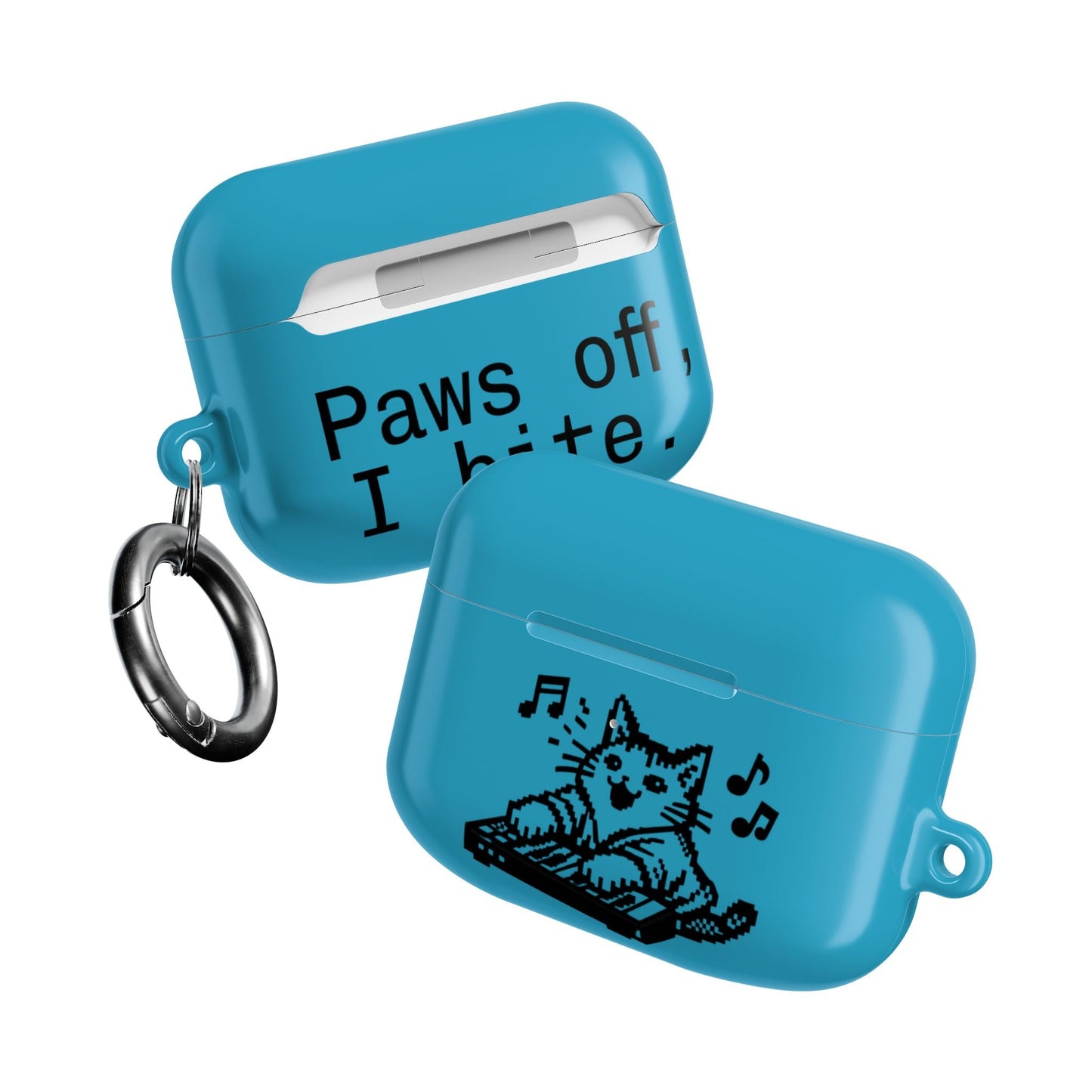 Cat DJ AirPod Case — "Paws Off, I Bite" Cute Cat AirPods Case - FloofChonk