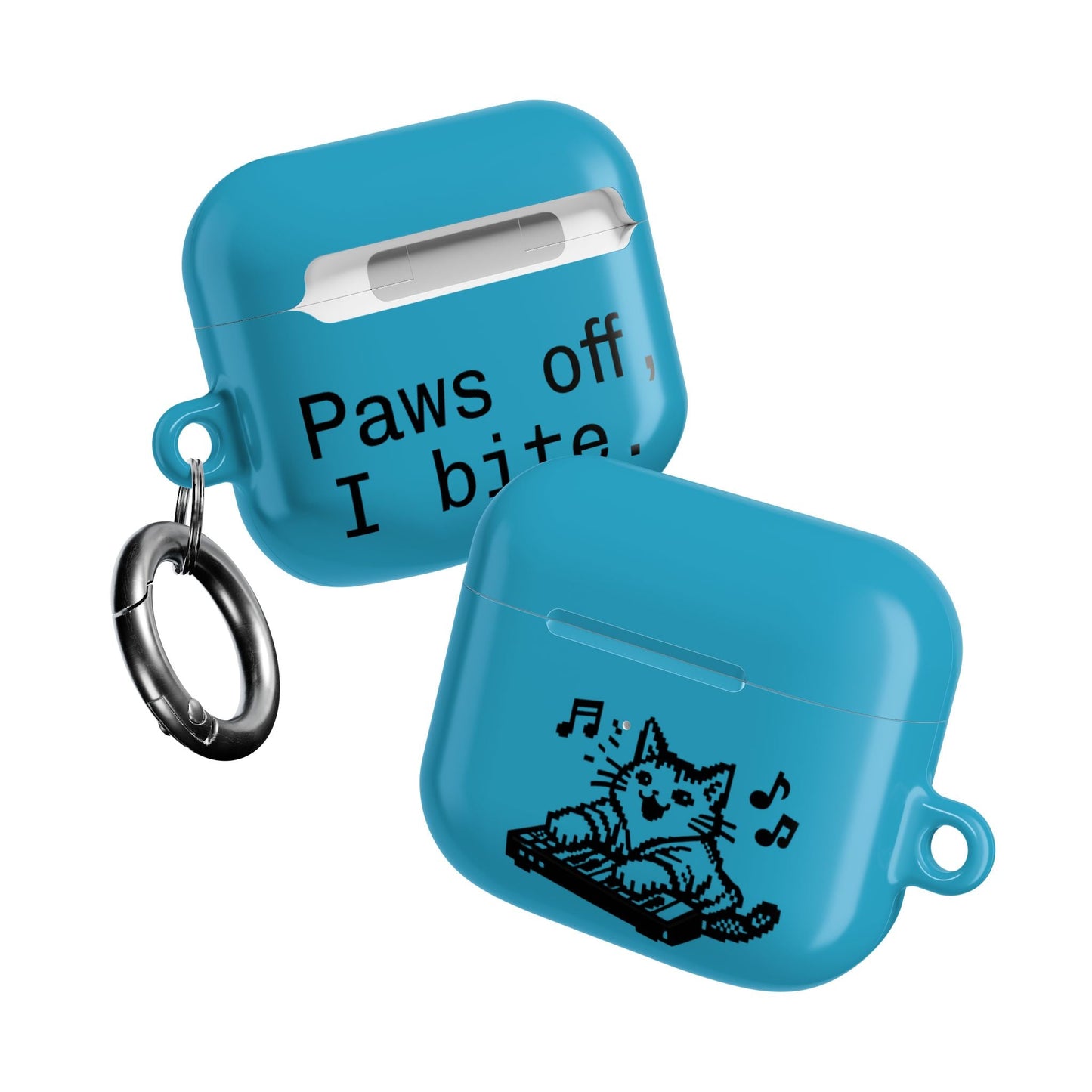 Cat DJ AirPod Case — "Paws Off, I Bite" Cute Cat AirPods Case - FloofChonk