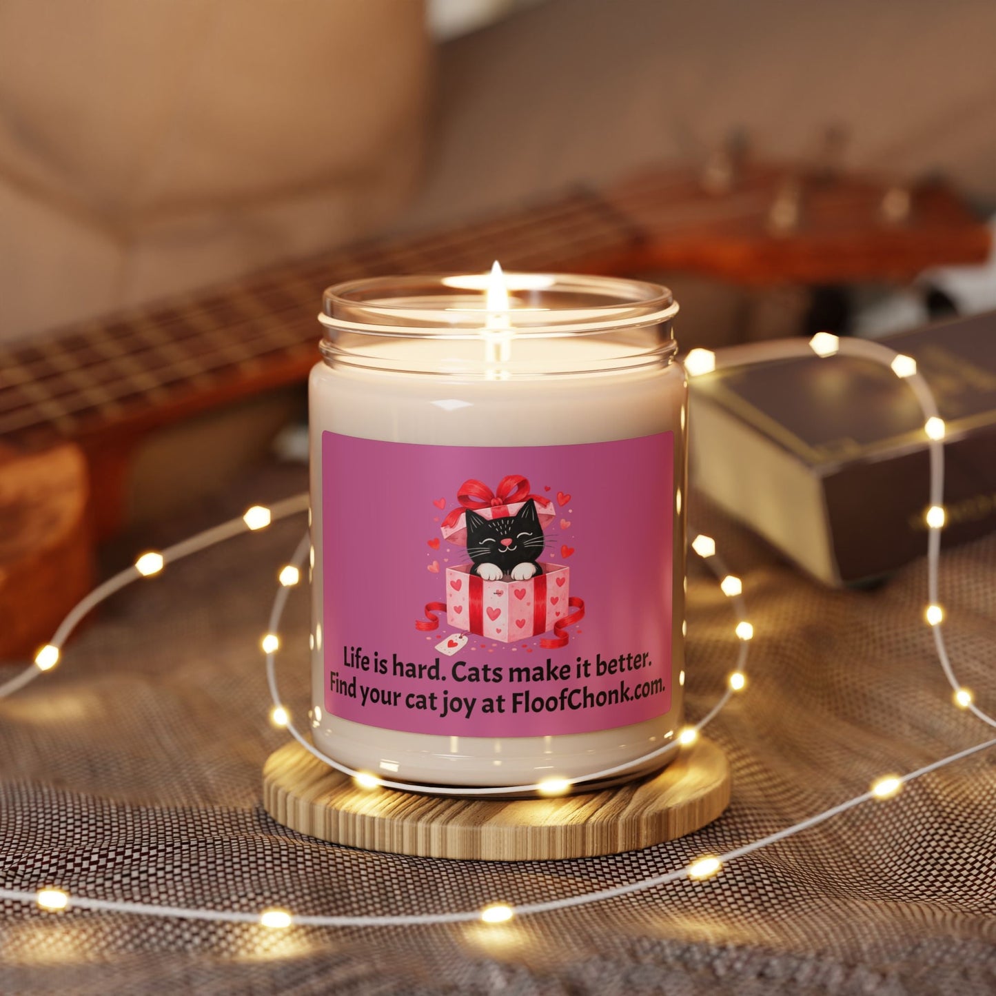 Cat Gift Candle — "Life is hard. Cats make it better." 9oz Scented Soy Jar - FloofChonk