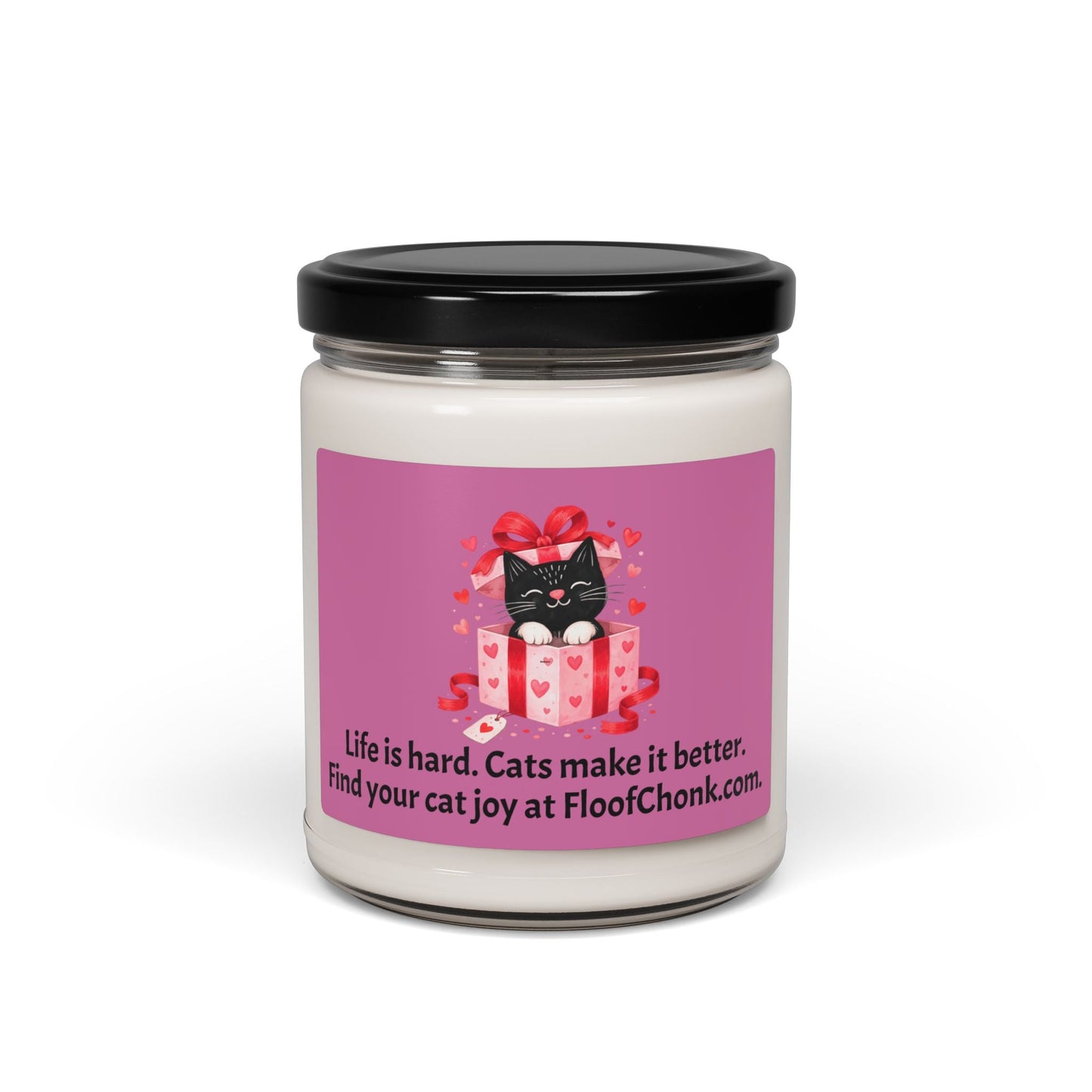 Cat Gift Candle — "Life is hard. Cats make it better." 9oz Scented Soy Jar - FloofChonk