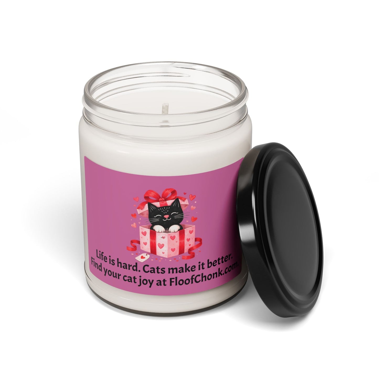 Cat Gift Candle — "Life is hard. Cats make it better." 9oz Scented Soy Jar - FloofChonk