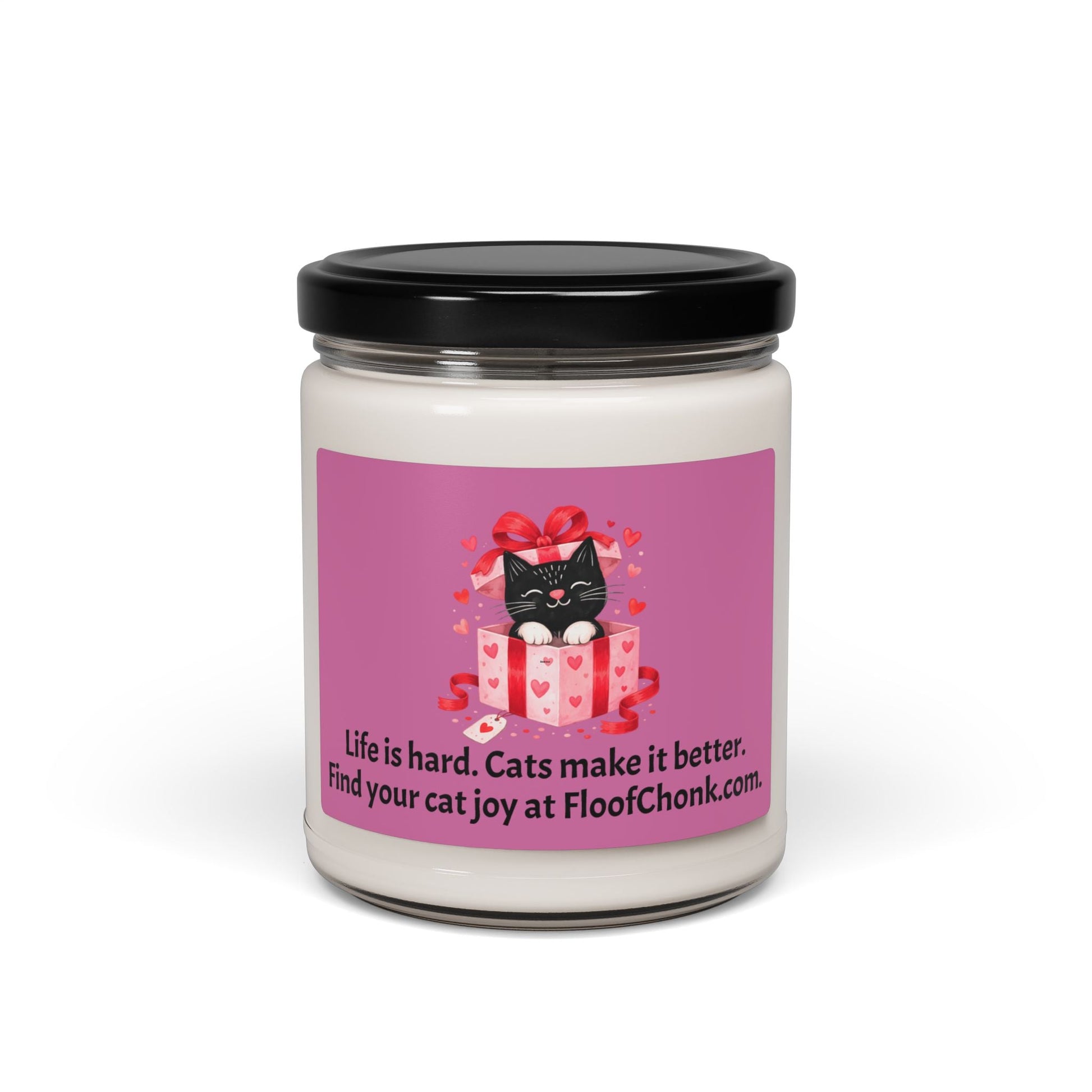 Cat Gift Candle — "Life is hard. Cats make it better." 9oz Scented Soy Jar - FloofChonk