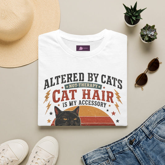 Cat Hair Is My Accessory T-Shirt — "Altered by Cats" Funny Cat Lover Gift - FloofChonk