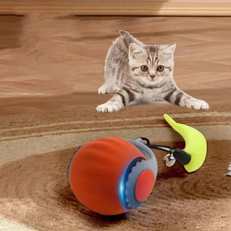 Cat Interactive Ball Toys Automatic Rolling Ball Faux Tail Rechargeable Smart Pet Electric Toy Dog Cat Training Imitate Mouse - FloofChonk
