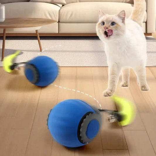 Cat Interactive Ball Toys Automatic Rolling Ball Faux Tail Rechargeable Smart Pet Electric Toy Dog Cat Training Imitate Mouse - FloofChonk