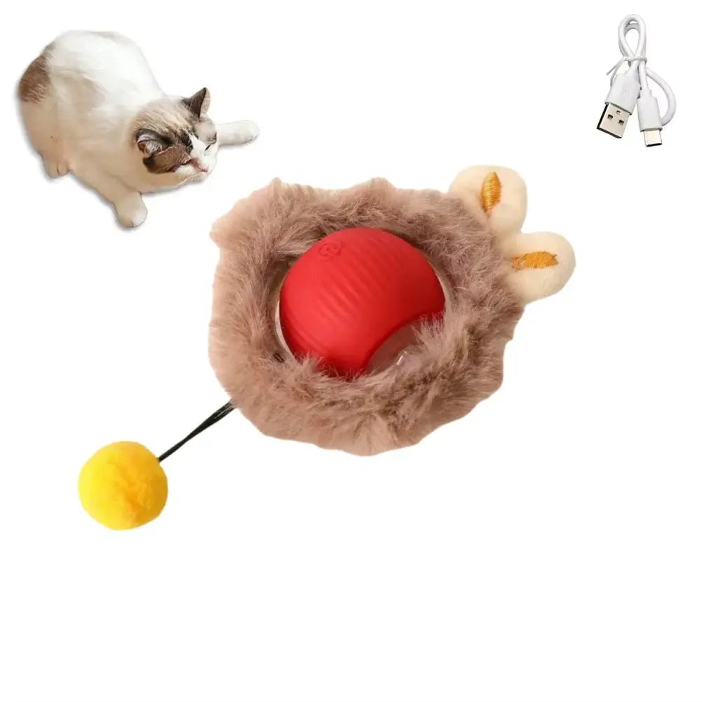 Cat Interactive Ball Toys Automatic Rolling Ball Faux Tail Rechargeable Smart Pet Electric Toy Dog Cat Training Imitate Mouse - FloofChonk