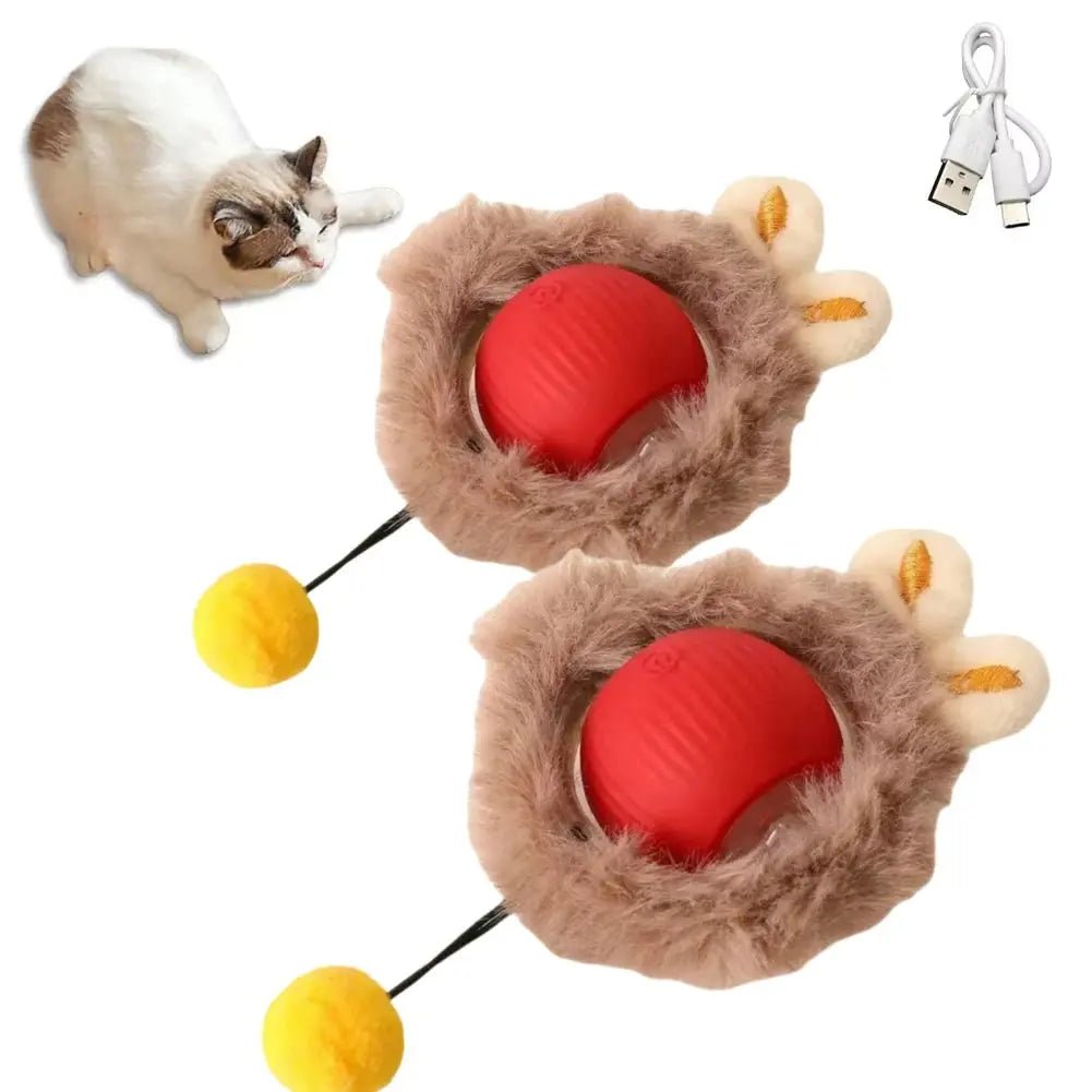 Cat Interactive Ball Toys Automatic Rolling Ball Faux Tail Rechargeable Smart Pet Electric Toy Dog Cat Training Imitate Mouse - FloofChonk
