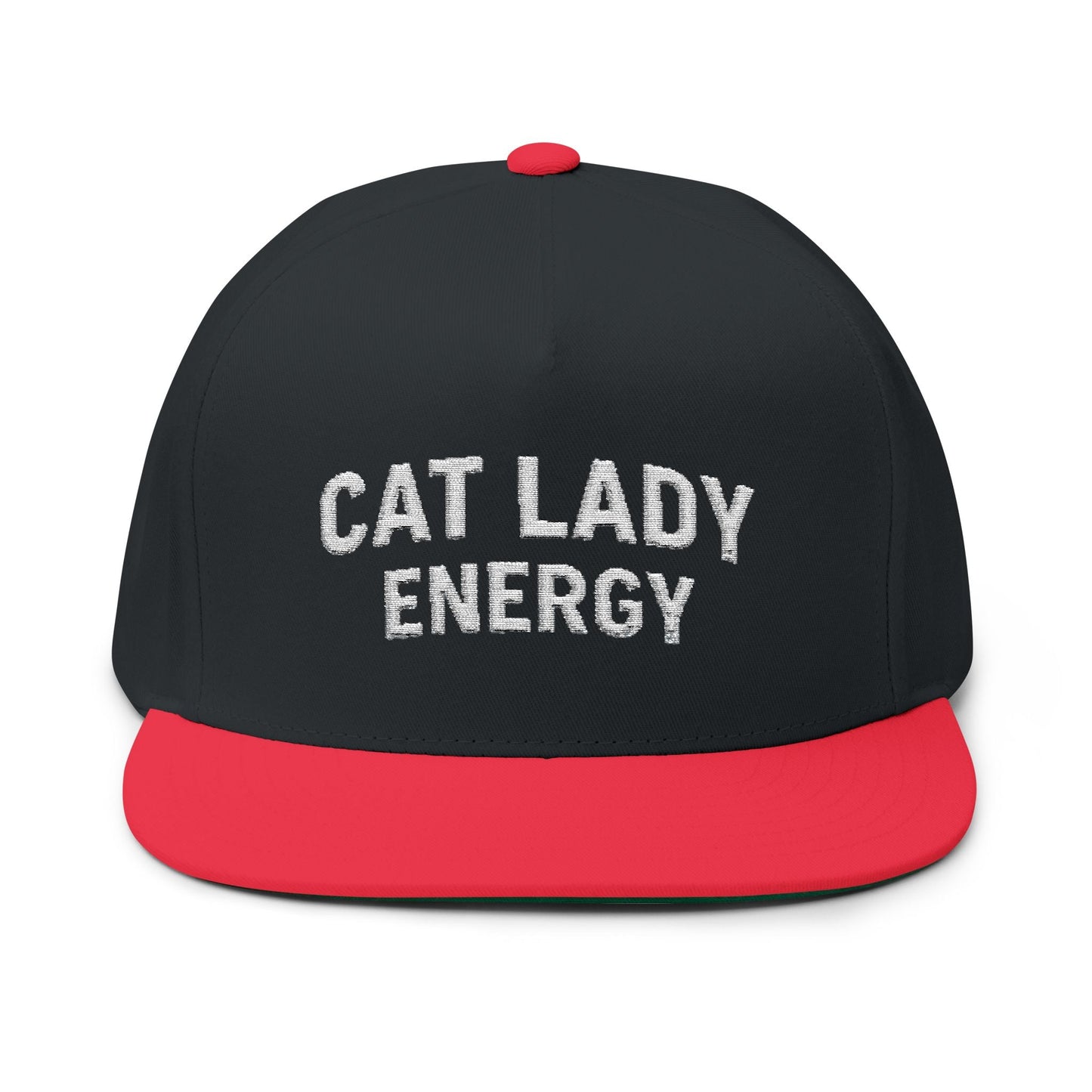 Cat Lady Energy Flat Bill Cap – Embroidered Snapback Hat - FloofChonk