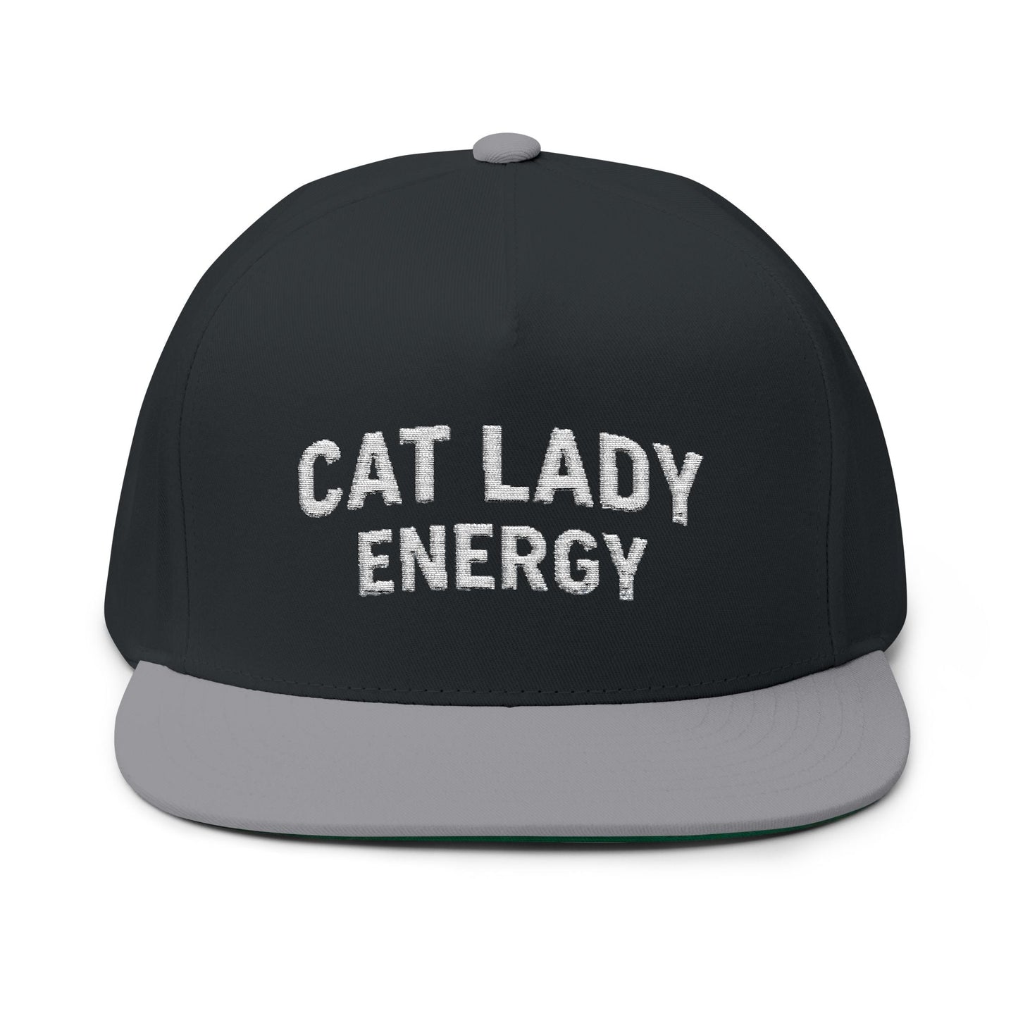 Cat Lady Energy Flat Bill Cap – Embroidered Snapback Hat - FloofChonk