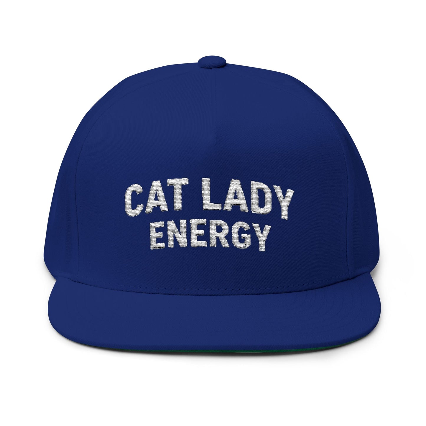 Cat Lady Energy Flat Bill Cap – Embroidered Snapback Hat - FloofChonk