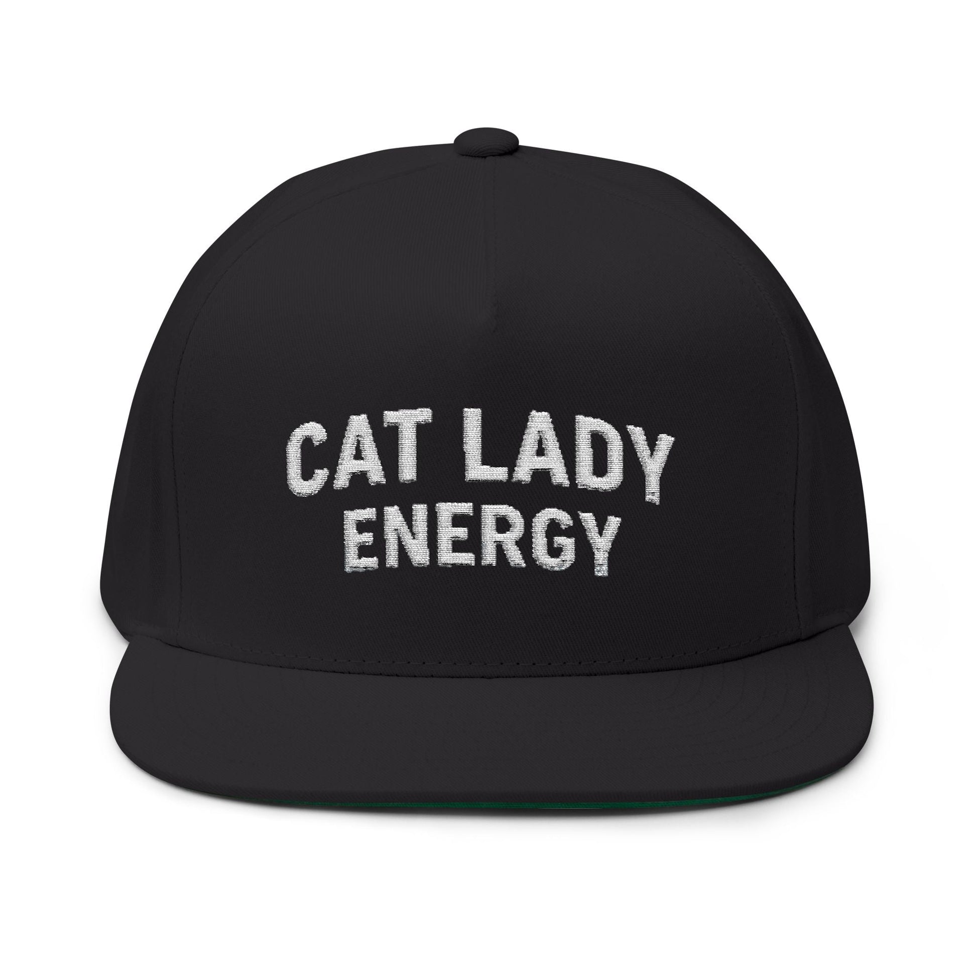 Cat Lady Energy Flat Bill Cap – Embroidered Snapback Hat - FloofChonk