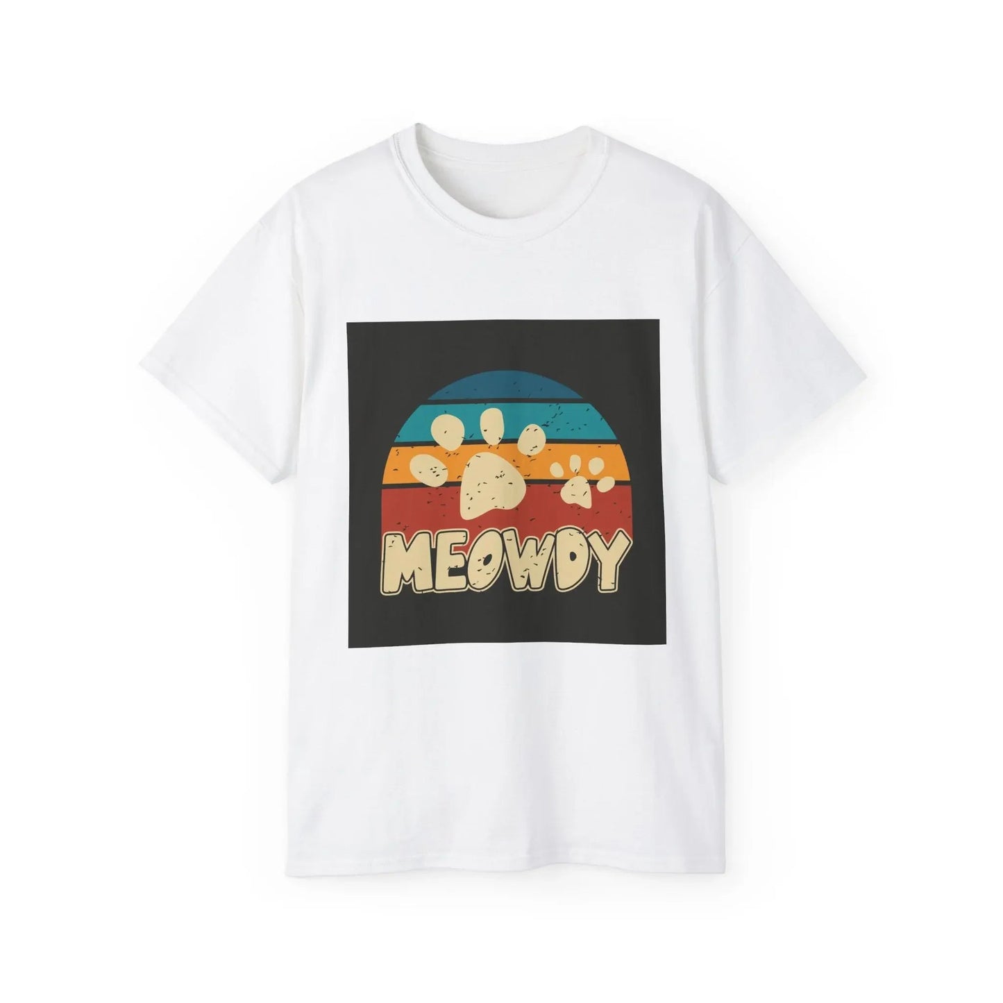 Cat Lover Tee, Retro Meowdy Paw Print Shirt by FloofChonk - FloofChonk