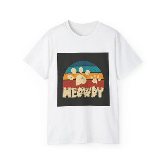 Cat Lover Tee, Retro Meowdy Paw Print Shirt by FloofChonk - FloofChonk