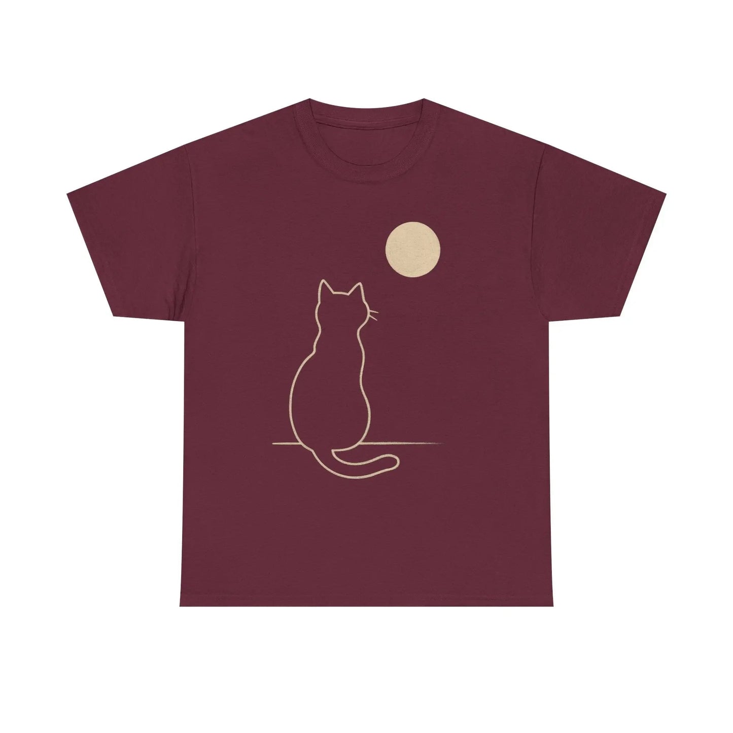 Cat Moon T-Shirt, Cute Animal Lover Gift, Unisex Graphic Tee, Casual Wear, Pet Owners Shirt, Cozy Night Outfits - FloofChonk