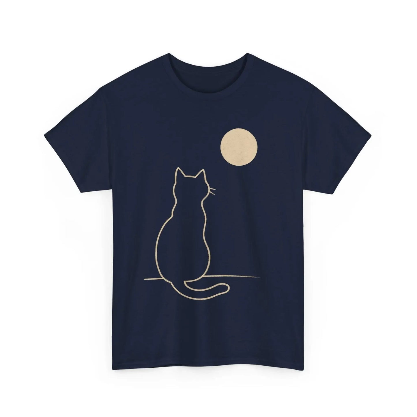 Cat Moon T-Shirt, Cute Animal Lover Gift, Unisex Graphic Tee, Casual Wear, Pet Owners Shirt, Cozy Night Outfits - FloofChonk