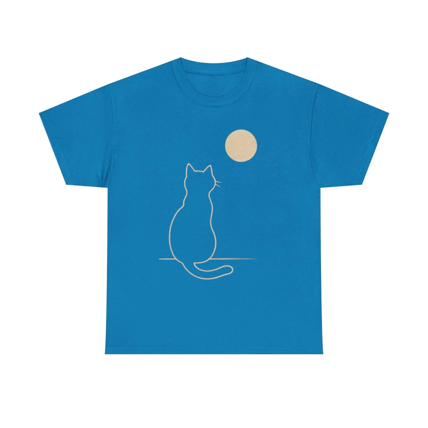 Cat Moon T-Shirt, Cute Animal Lover Gift, Unisex Graphic Tee, Casual Wear, Pet Owners Shirt, Cozy Night Outfits - FloofChonk