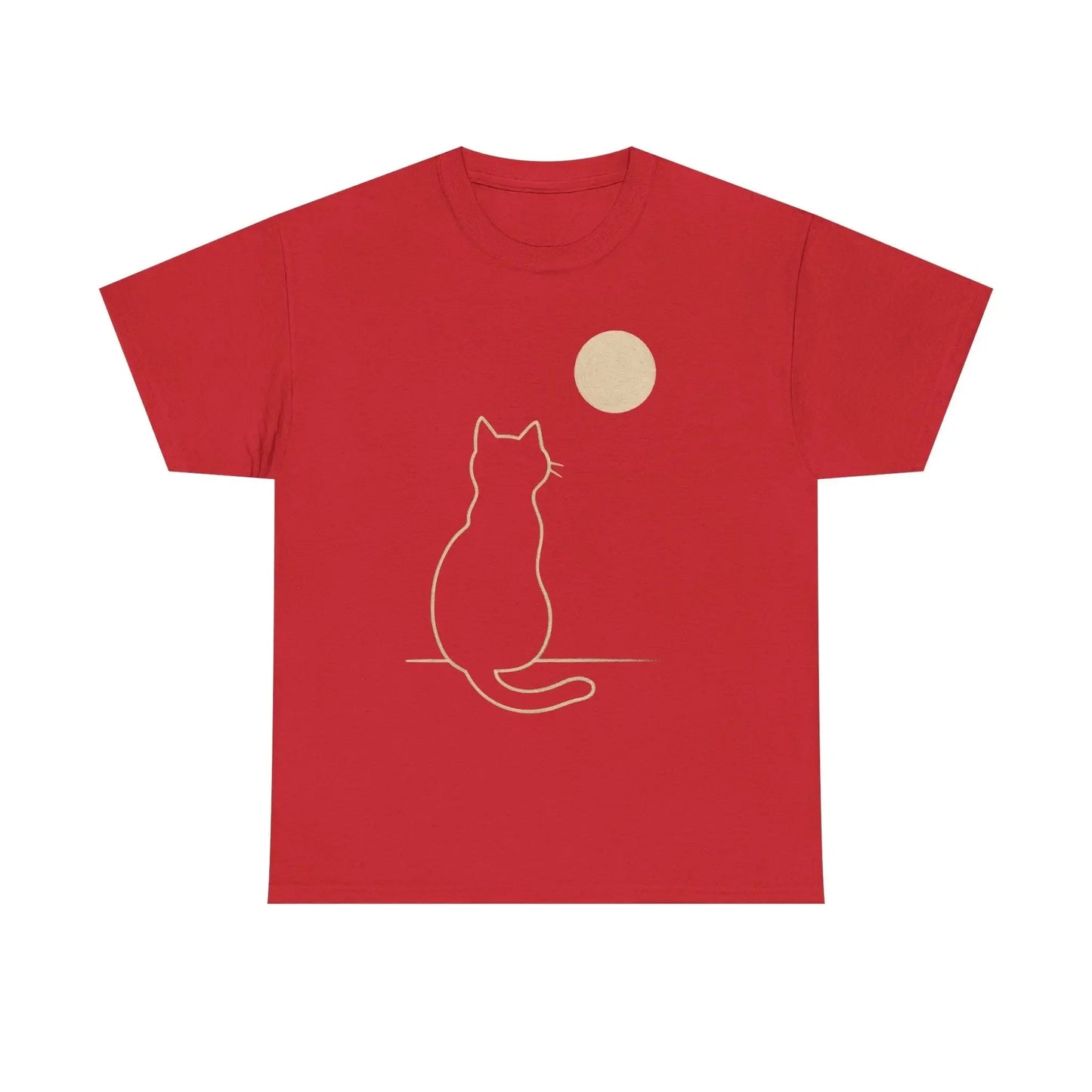 Cat Moon T-Shirt, Cute Animal Lover Gift, Unisex Graphic Tee, Casual Wear, Pet Owners Shirt, Cozy Night Outfits - FloofChonk