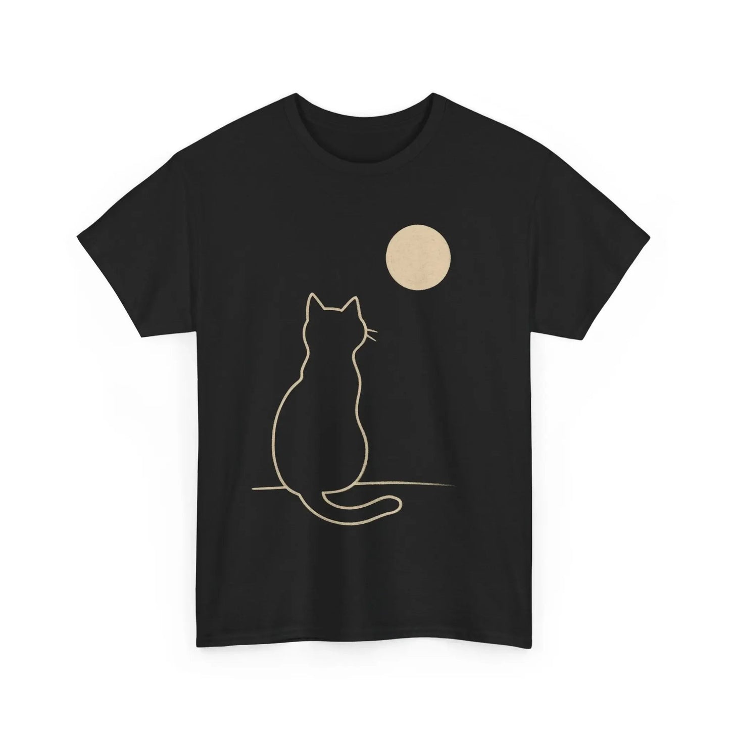 Cat Moon T-Shirt, Cute Animal Lover Gift, Unisex Graphic Tee, Casual Wear, Pet Owners Shirt, Cozy Night Outfits - FloofChonk