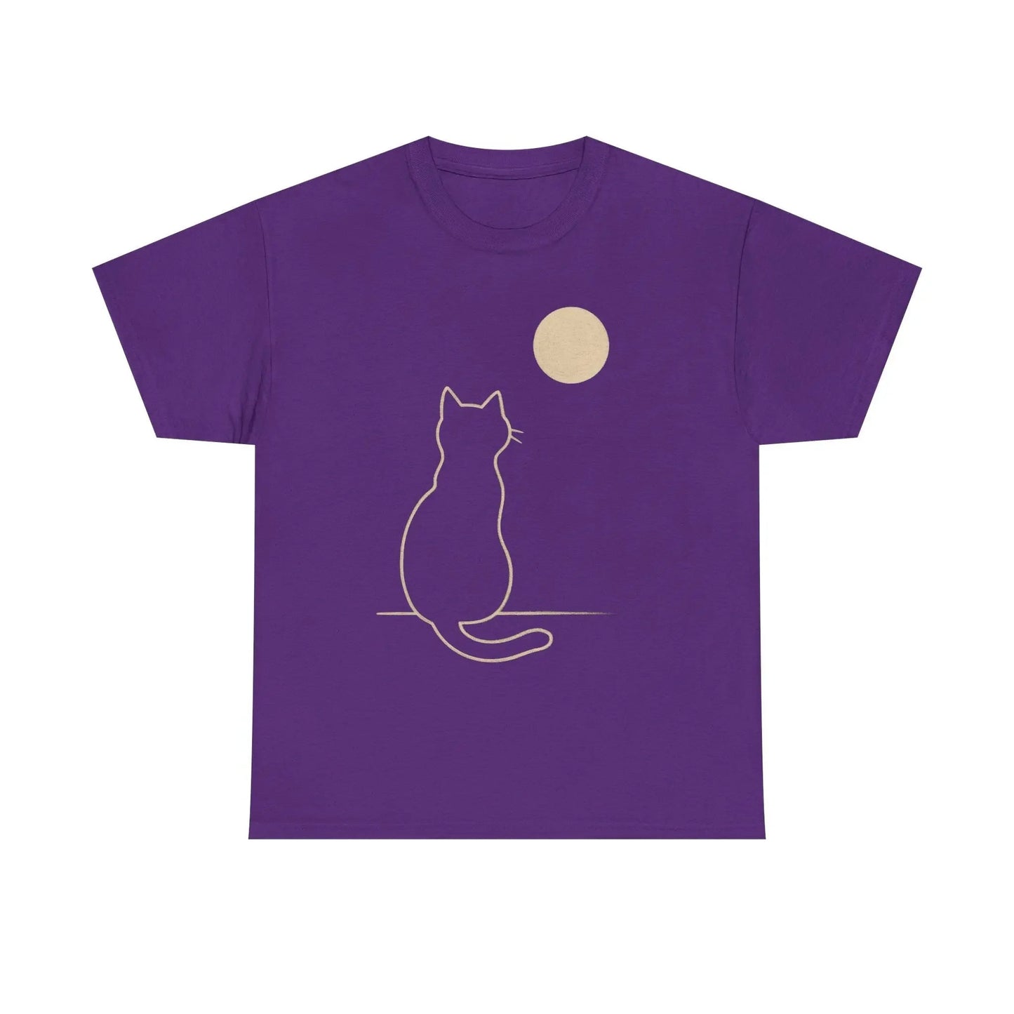 Cat Moon T-Shirt, Cute Animal Lover Gift, Unisex Graphic Tee, Casual Wear, Pet Owners Shirt, Cozy Night Outfits - FloofChonk