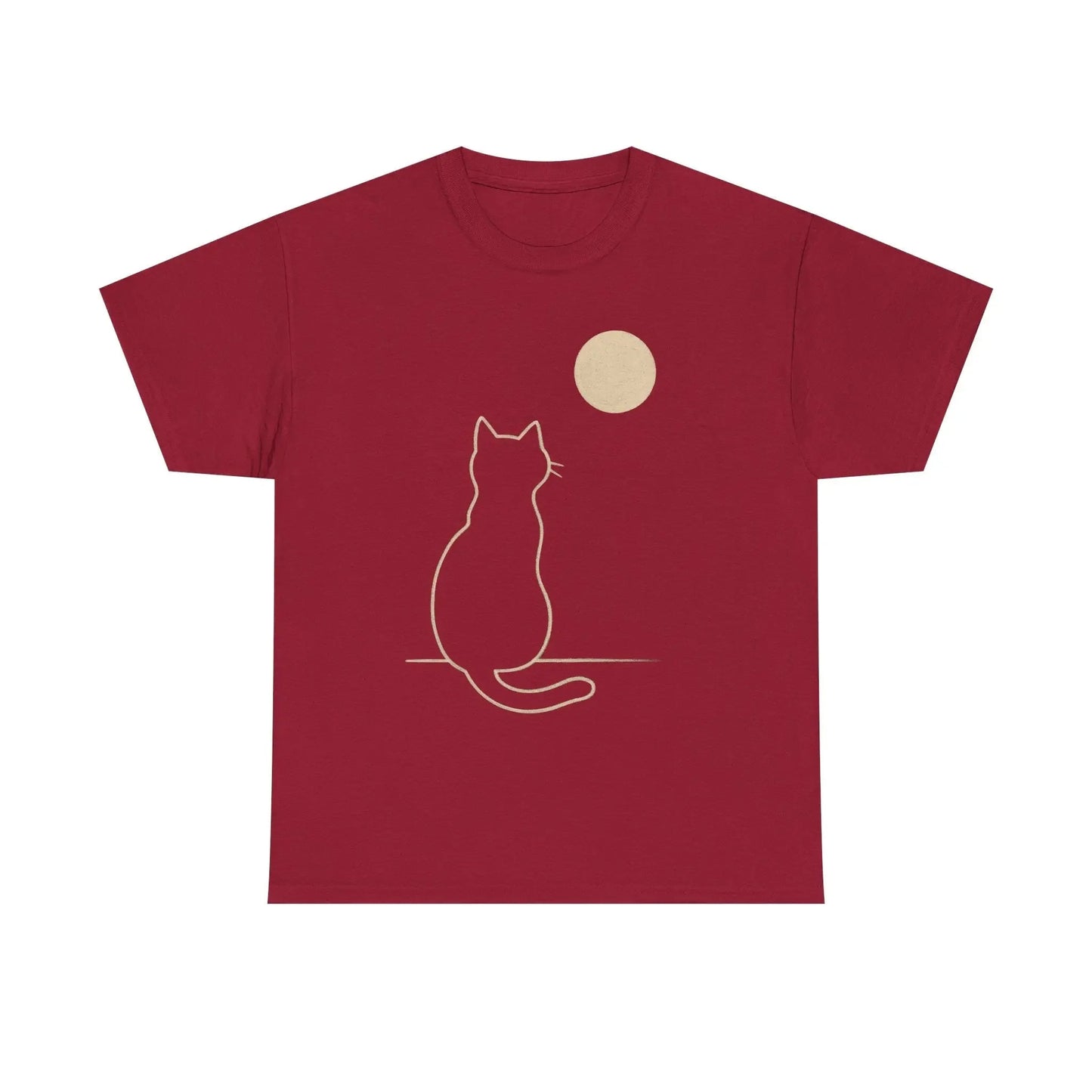 Cat Moon T-Shirt, Cute Animal Lover Gift, Unisex Graphic Tee, Casual Wear, Pet Owners Shirt, Cozy Night Outfits - FloofChonk