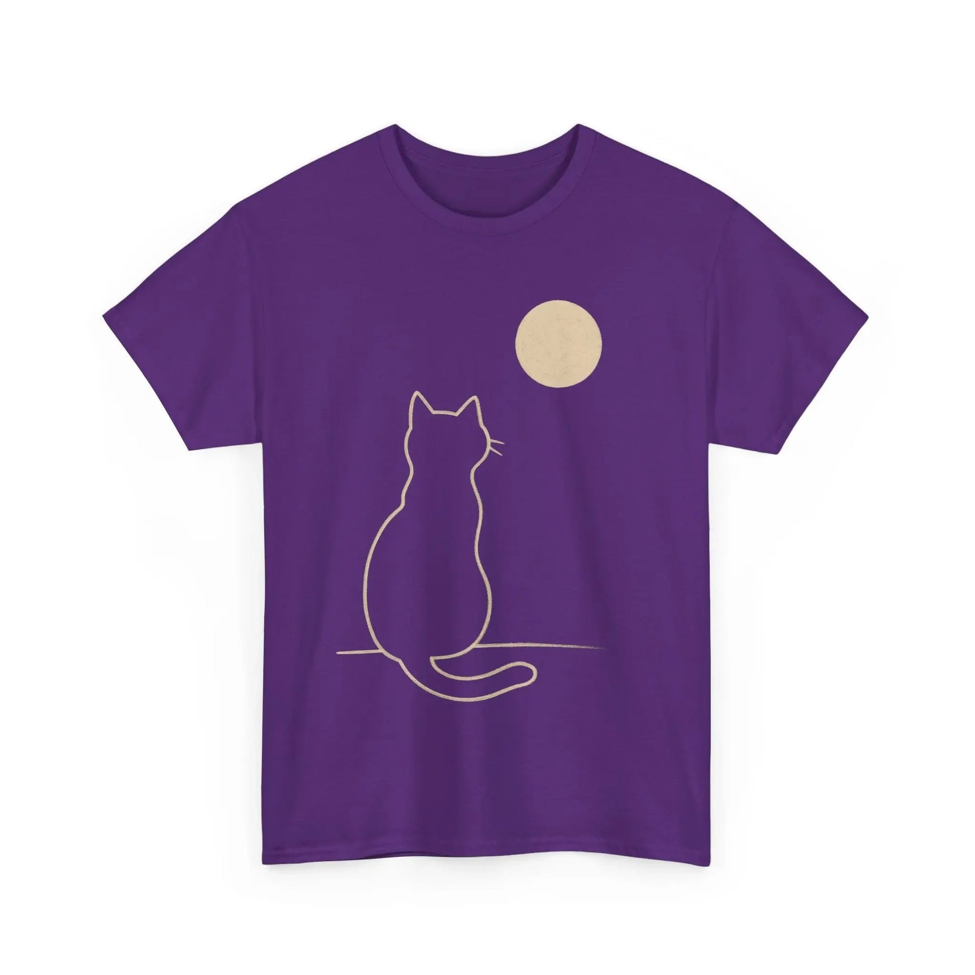 Cat Moon T-Shirt, Cute Animal Lover Gift, Unisex Graphic Tee, Casual Wear, Pet Owners Shirt, Cozy Night Outfits - FloofChonk