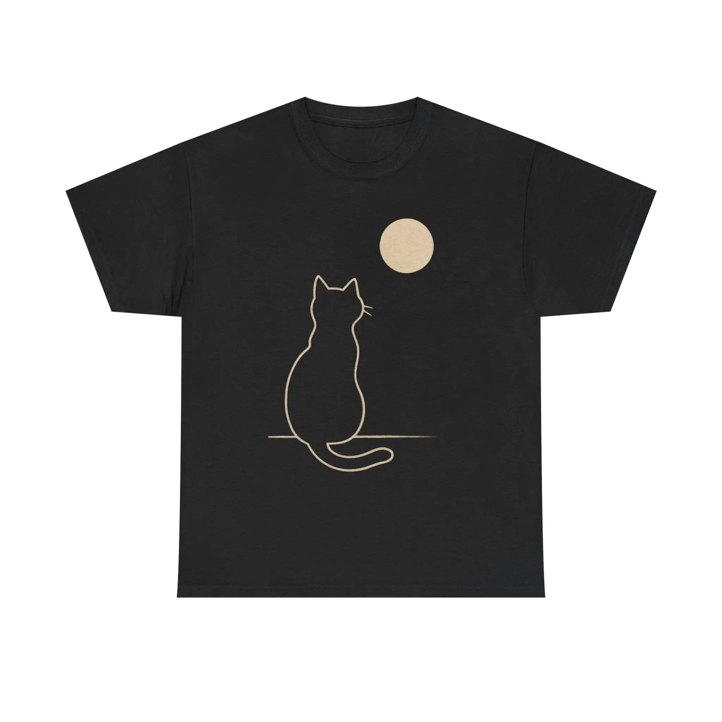 Cat Moon T-Shirt, Cute Animal Lover Gift, Unisex Graphic Tee, Casual Wear, Pet Owners Shirt, Cozy Night Outfits - FloofChonk
