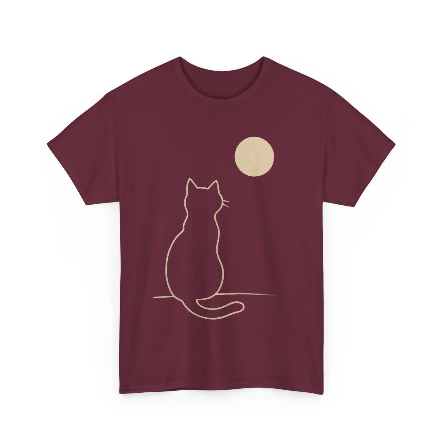 Cat Moon T-Shirt, Cute Animal Lover Gift, Unisex Graphic Tee, Casual Wear, Pet Owners Shirt, Cozy Night Outfits - FloofChonk