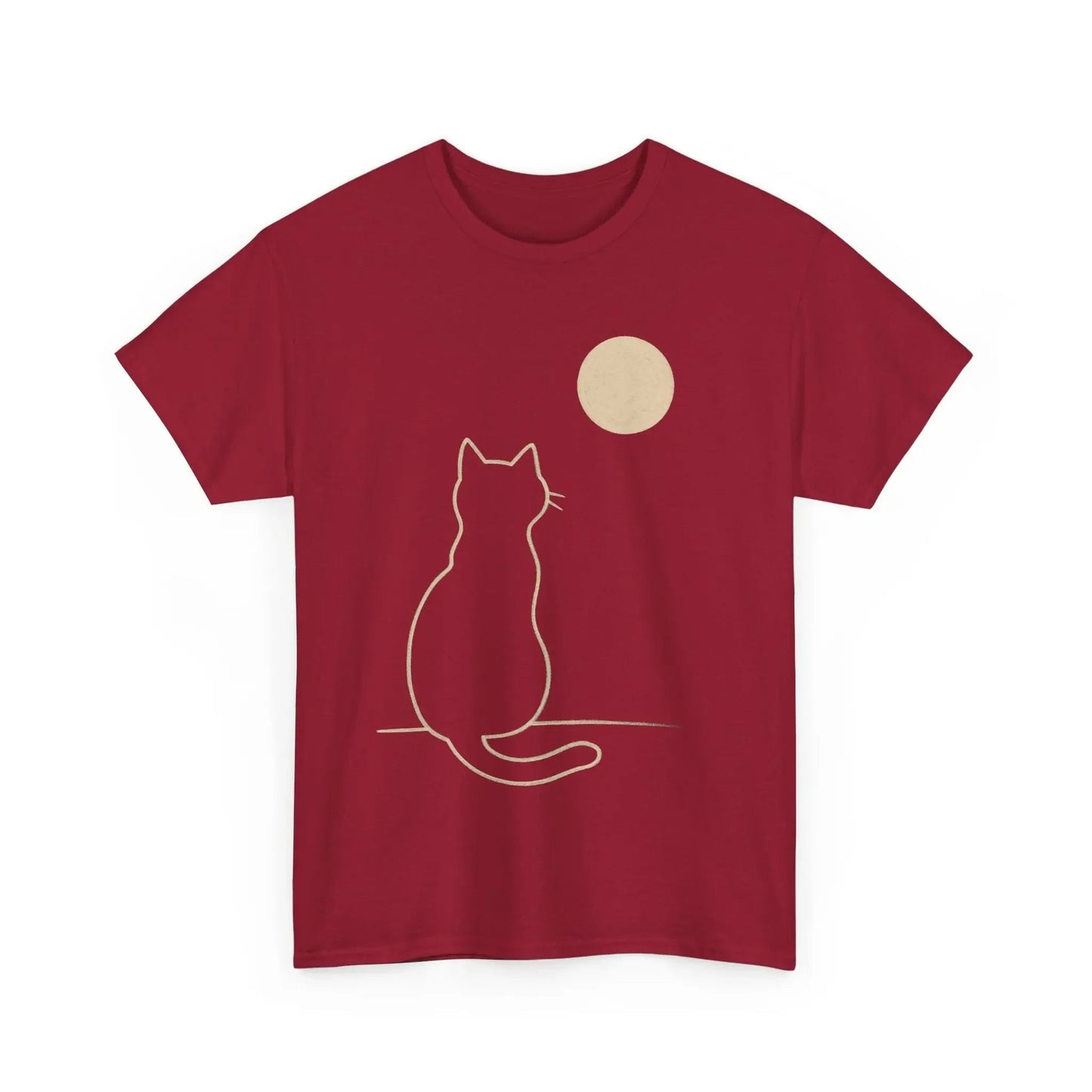 Cat Moon T-Shirt, Cute Animal Lover Gift, Unisex Graphic Tee, Casual Wear, Pet Owners Shirt, Cozy Night Outfits - FloofChonk