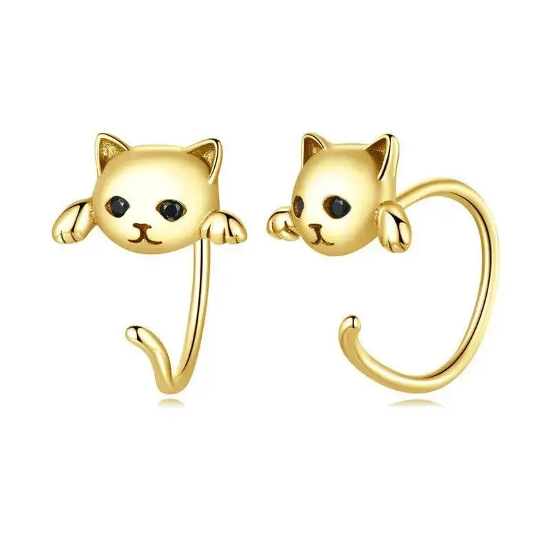 Cat Tail Piercing Ear Stud Earrings Simple Personalized All - match - FloofChonk