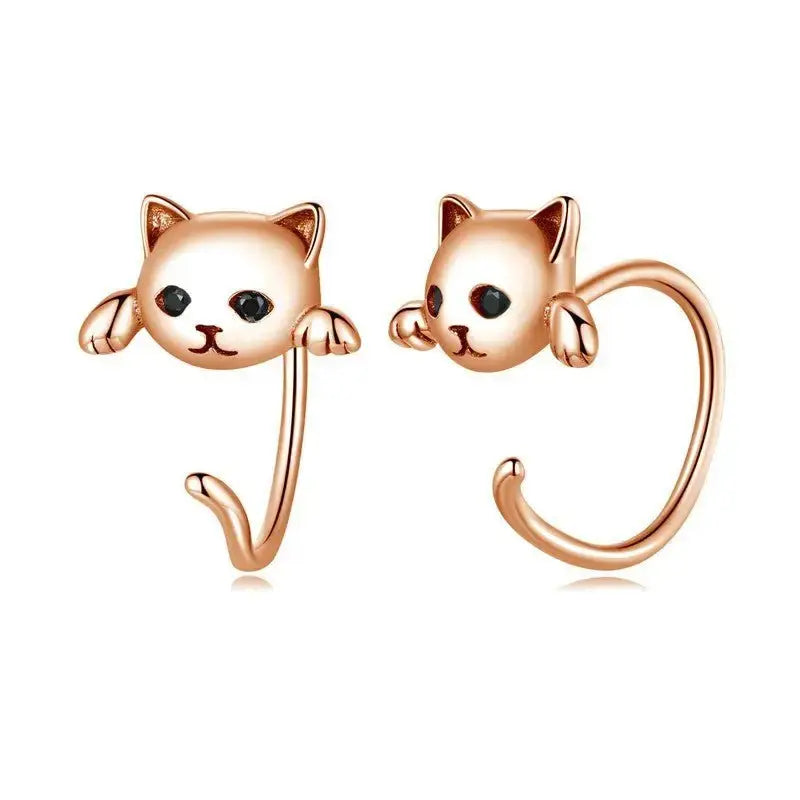 Cat Tail Piercing Ear Stud Earrings Simple Personalized All - match - FloofChonk