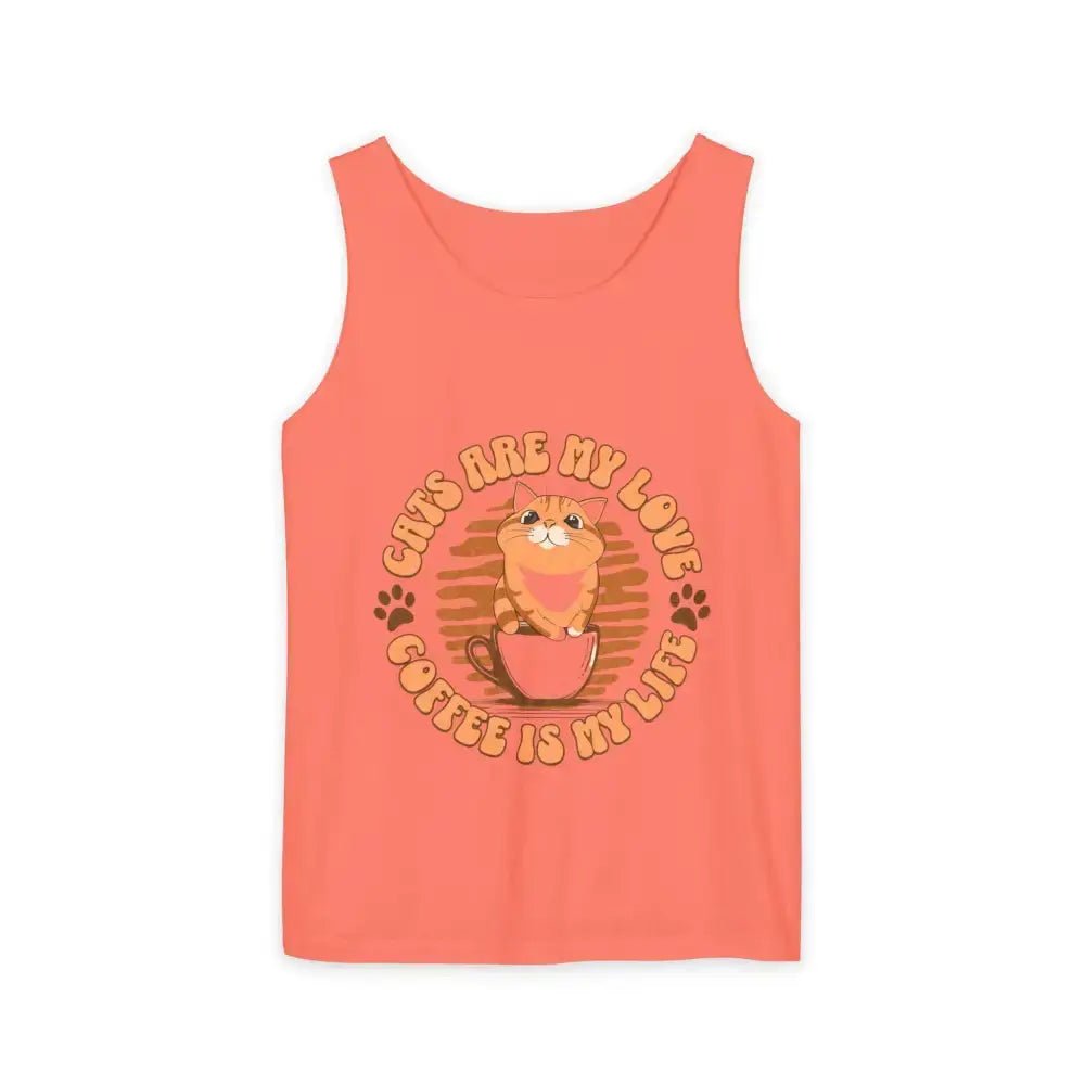 Cat Tank Top - Summer Vibes Unisex Garment - Dyed Tank Top - FloofChonk