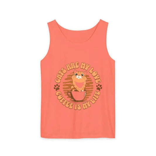 Cat Tank Top - Summer Vibes Unisex Garment - Dyed Tank Top - FloofChonk