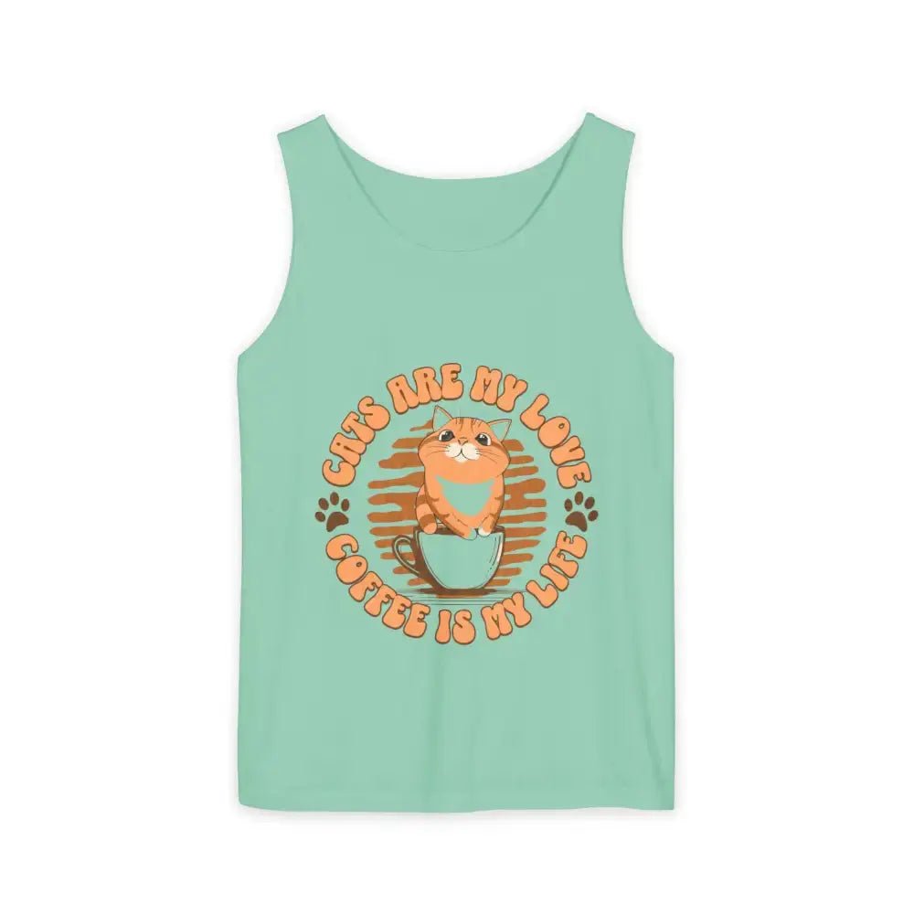 Cat Tank Top - Summer Vibes Unisex Garment - Dyed Tank Top - FloofChonk