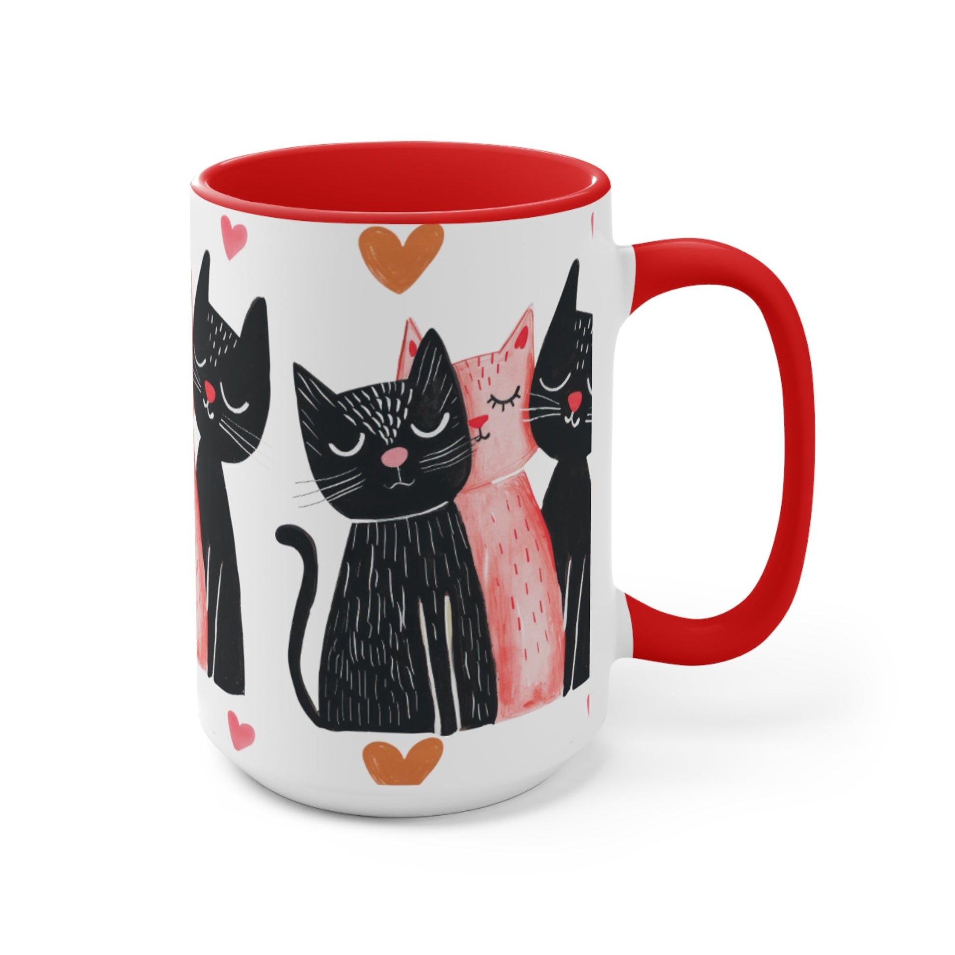 Cat Trio Accent Mug — Pink Interior Cute Cat Illustration Coffee Cup - FloofChonk
