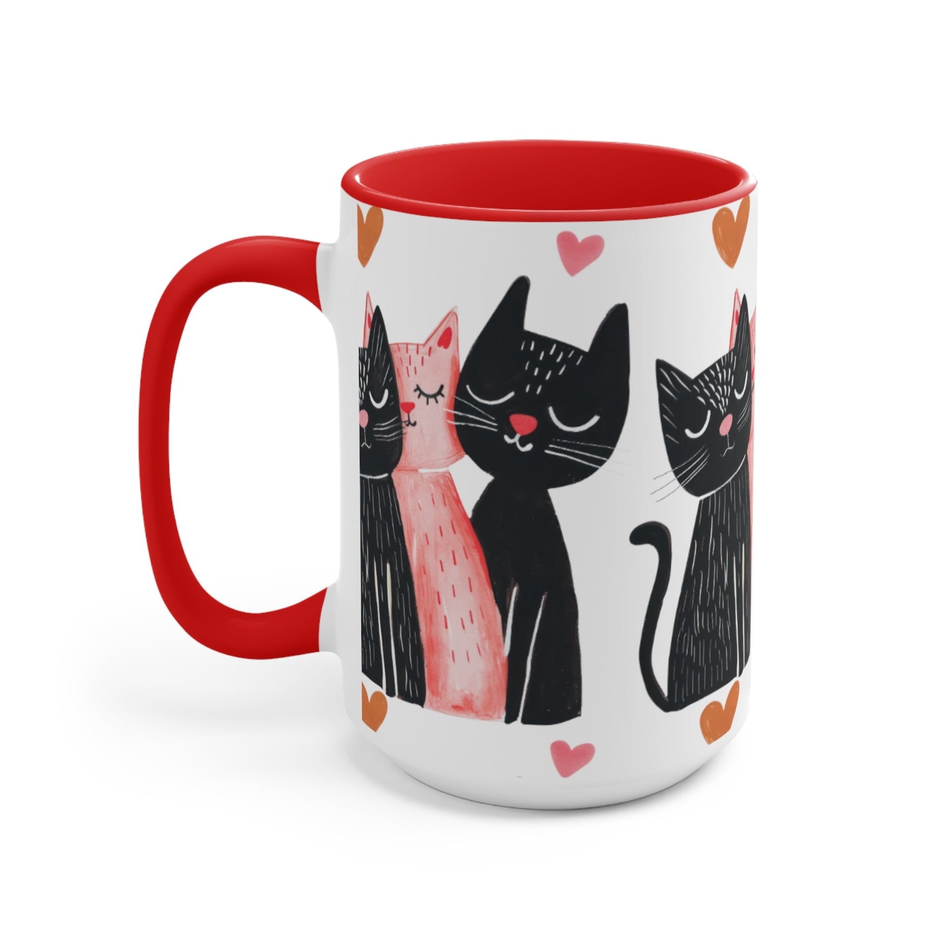 Cat Trio Accent Mug — Pink Interior Cute Cat Illustration Coffee Cup - FloofChonk