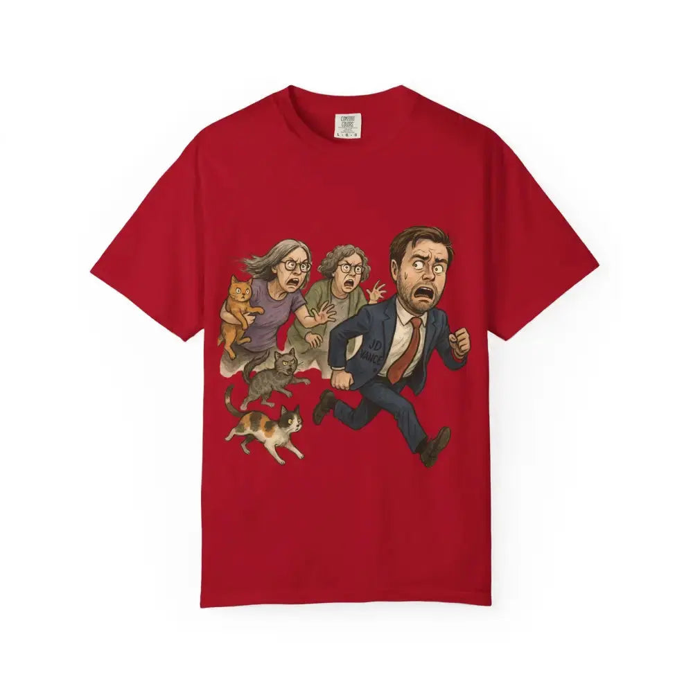 Cats Chasing Figure T-Shirt Funny - Red / S - T-Shirts