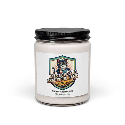 Cats Love the Beautiful Game Candle | Retro Soccer, Country Pride - FloofChonk