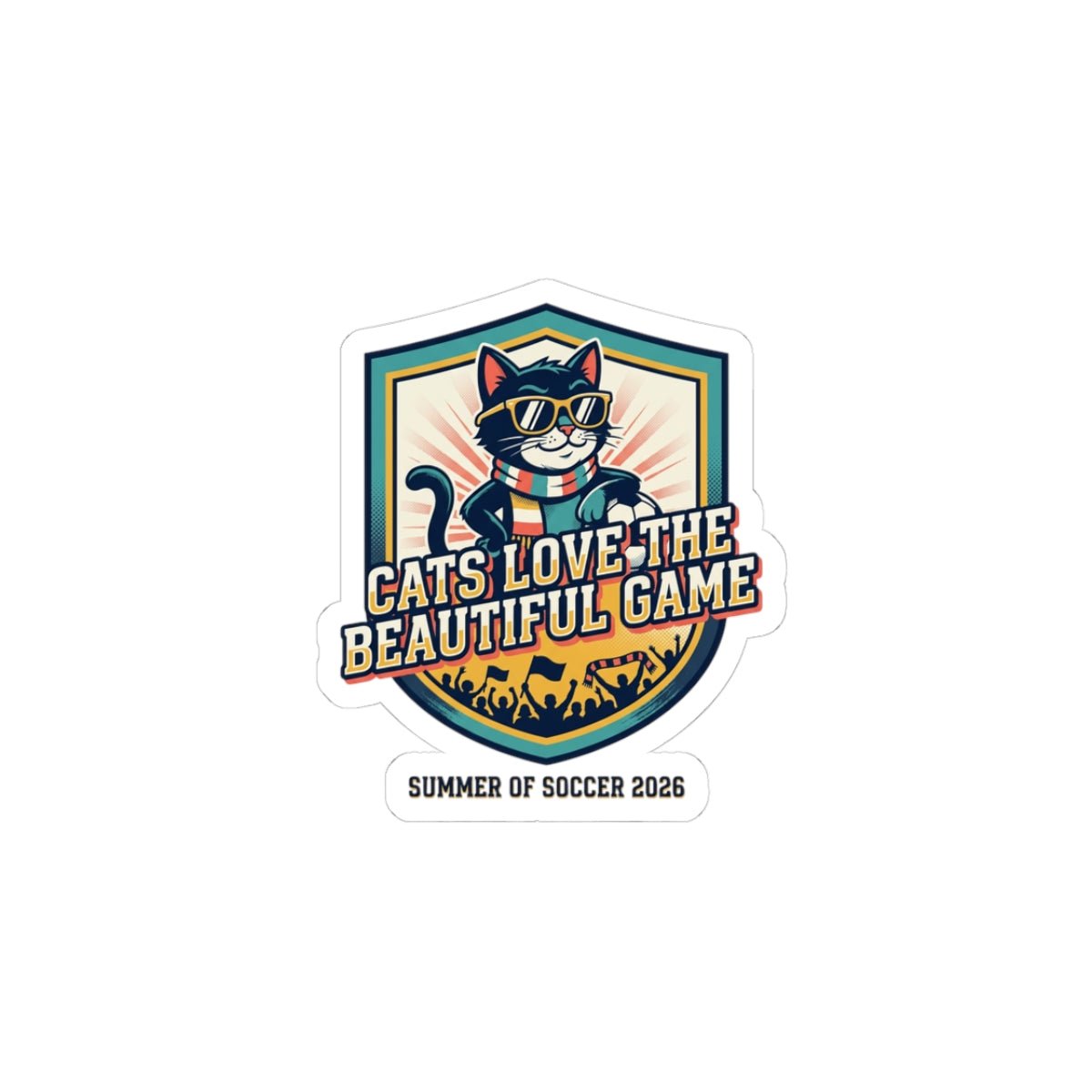 Cats Love The Beautiful Game Sticker | retro soccer, country pride - FloofChonk