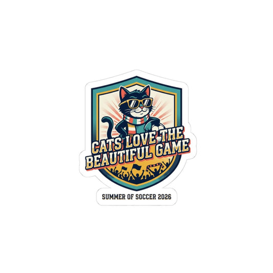 Cats Love The Beautiful Game Sticker | retro soccer, country pride - FloofChonk